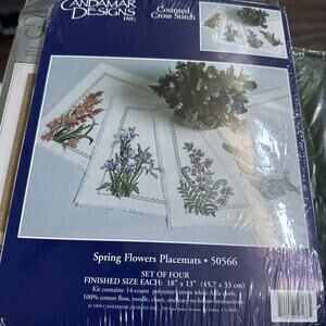 Candamar 1999 Counted Cross Stitch Kit - Spring Flowers Placemats #50566